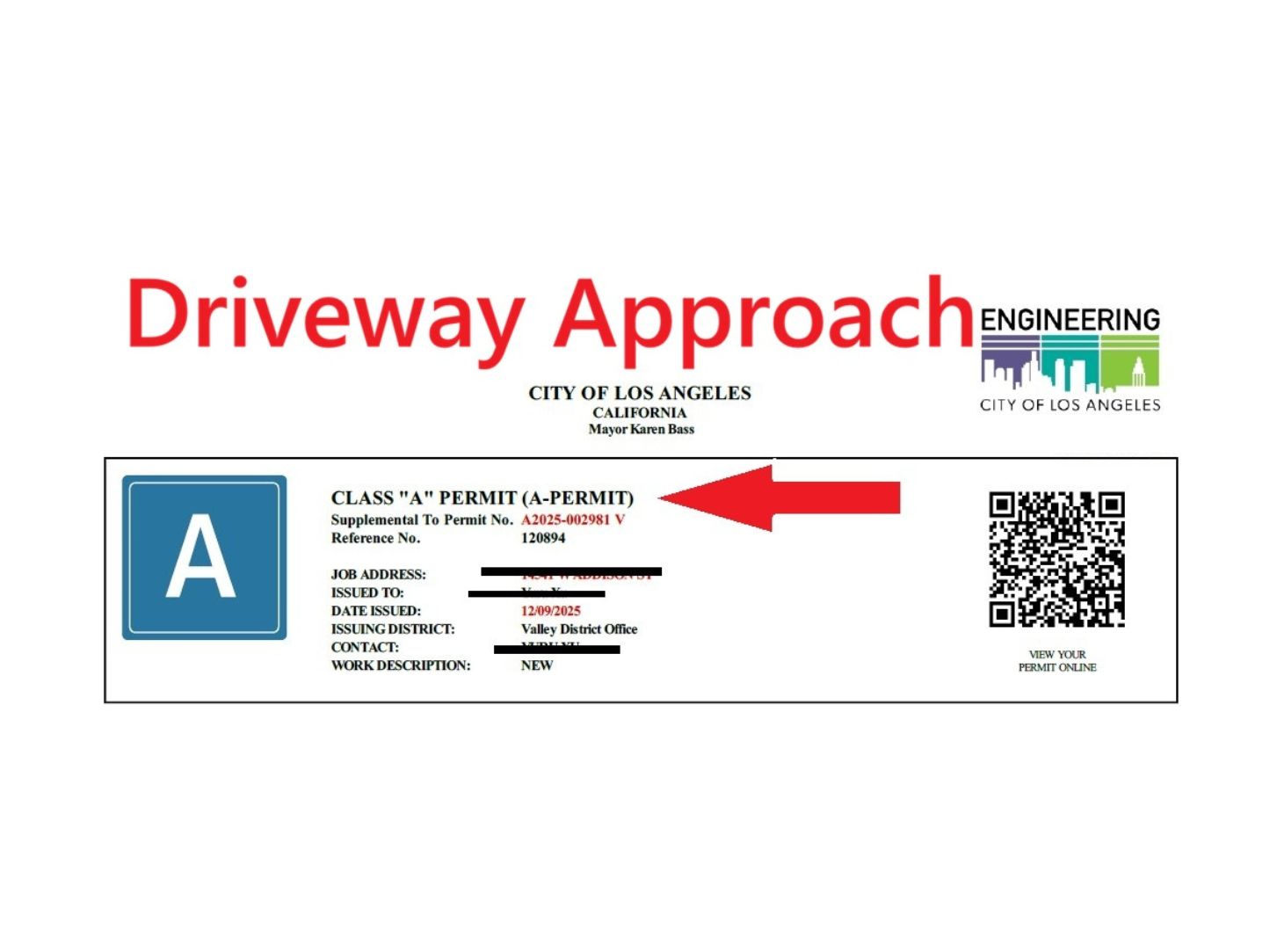 A-Permit For New Driveway Ramp/Approach Los Angeles