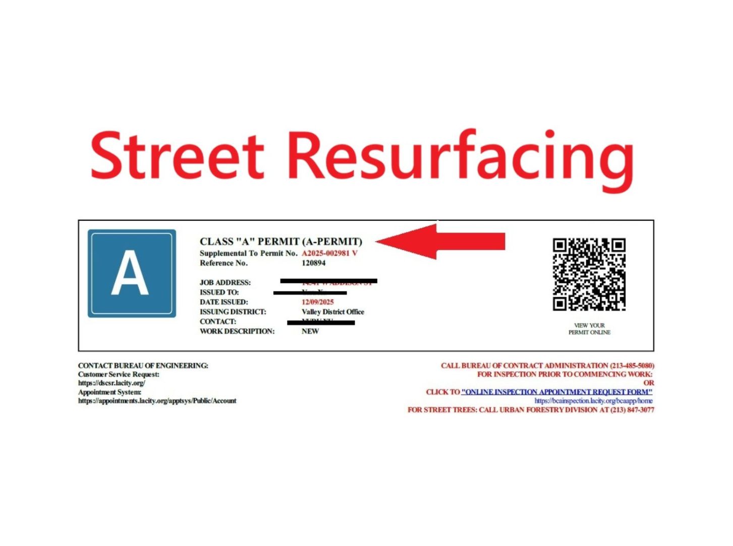 A-Permit Street Resurfacing/Repairs Los Angeles